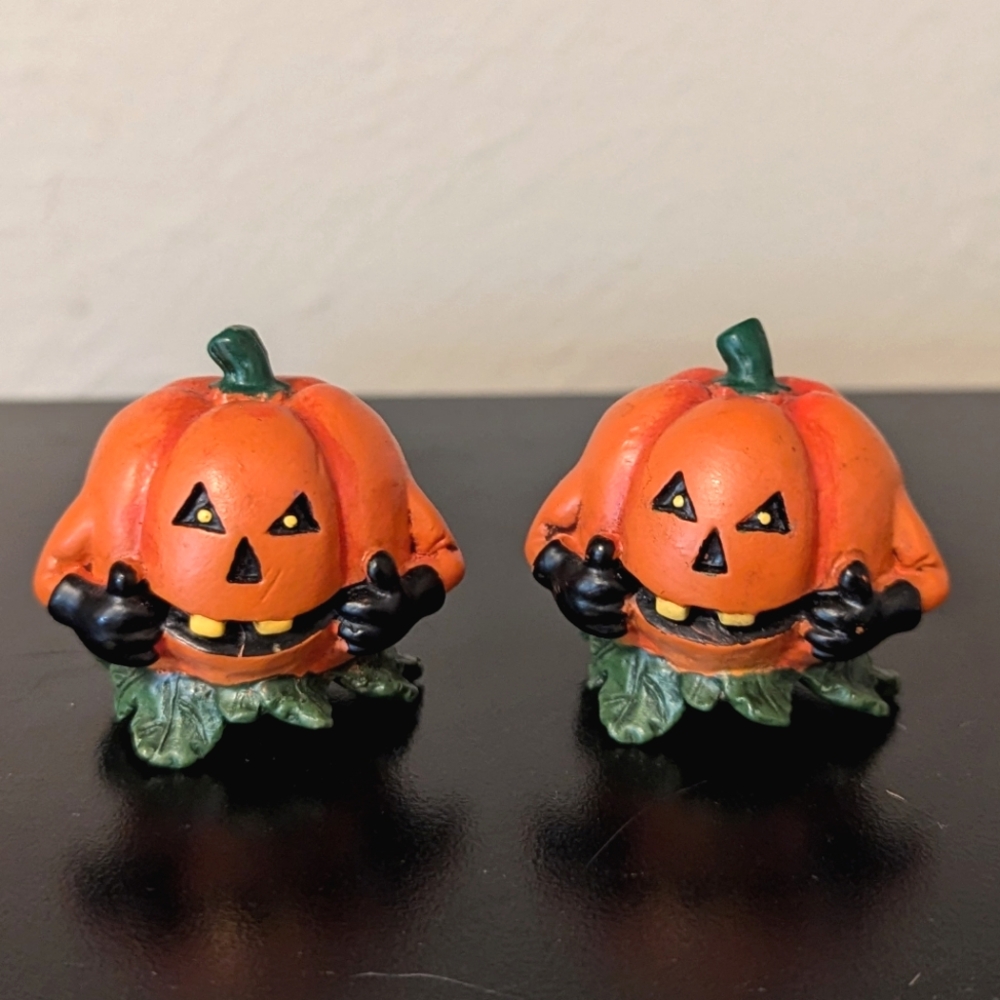 Vintage Mini Henchmen Jack-o'-lantern Taper Candle Toppers